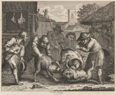 Fable XXXIV. The Mastiffs av John Wootton