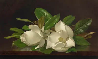 Magnolias on a Shiny Table av Martin Johnson Heade