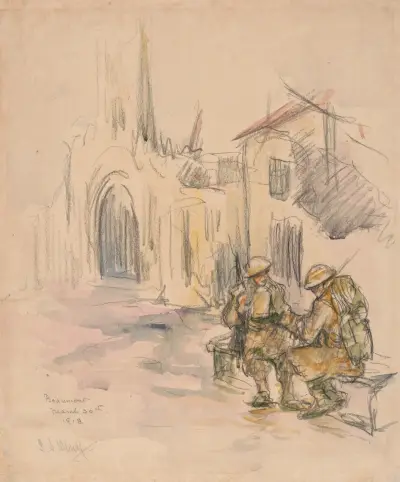 Vojáci před kostelem, Samuel Johnson Woolf