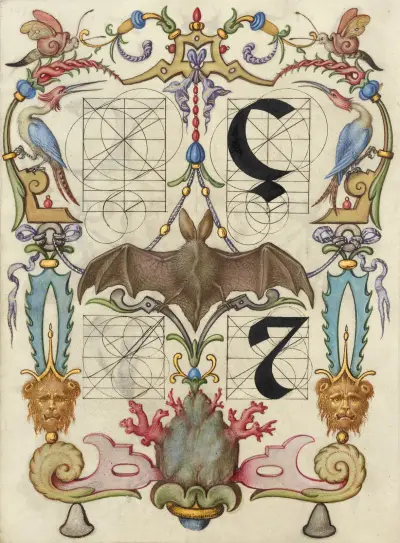Guide for Constructing the Letters ç and tironian et av Joris Hoefnagel