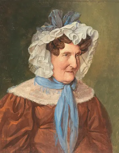 Dame with Lace Bonnet (Portrait of Frau Drexler) av Josef Danhauser