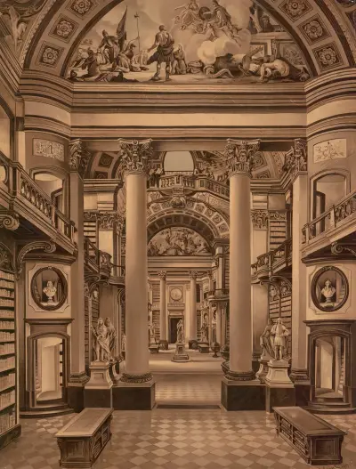 The Court Library in Vienna av Josef Langl