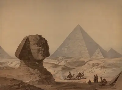 Sfinxen och pyramiderna i Giza av Josef Langl