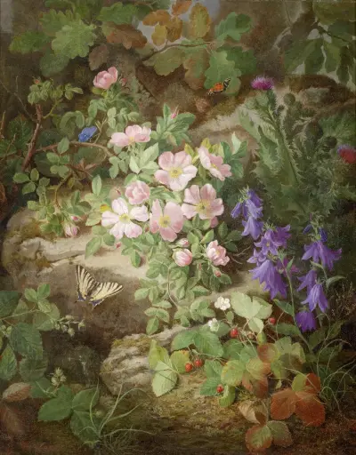 Großes Stillleben mit Alpenblumen av Josef Lauer