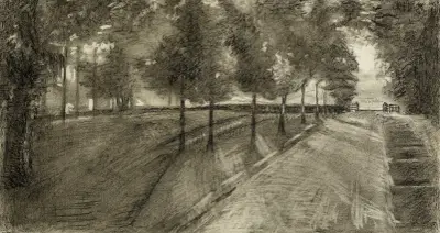Trädallé i en park av Arthur-Joseph Gueniot