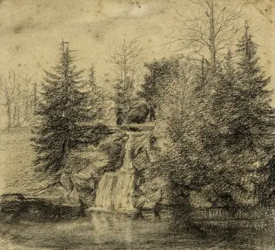 Vattenfallet i Bois de Boulogne av Arthur-Joseph Gueniot