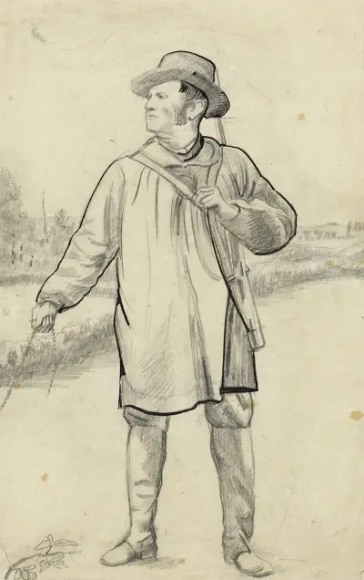 Jägare på en stig. Henri Trenit, Guéniots morbror av Arthur-Joseph Gueniot