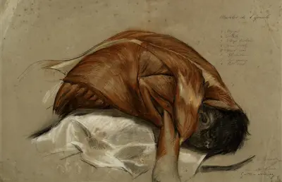 Anatomisk studie. Byst av flådd man, skuldermuskler av Arthur-Joseph Gueniot