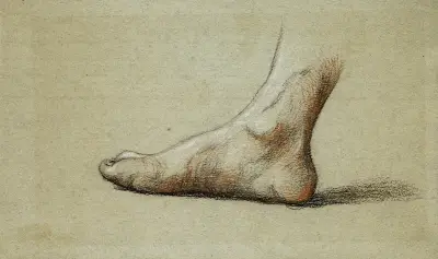 Anatomisk studie. Höger fot, platt, vänster profil av Arthur-Joseph Gueniot