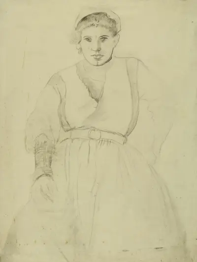 Femme en costume régional av Arthur-Joseph Gueniot