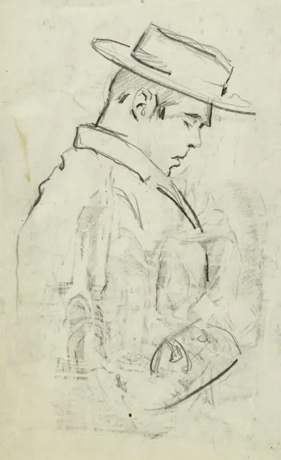 Byst av en man med hatt, i profil mot höger (Pierre Trénit) av Arthur-Joseph Gueniot