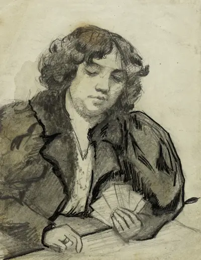 Die Kartenspielerin von Arthur-Joseph Gueniot