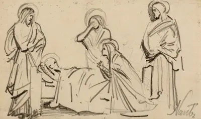 Der Tod des heiligen Josef, mit fünf Personen von Arthur-Joseph Gueniot