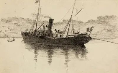 Båten vid ankringsplatsen av Arthur-Joseph Gueniot