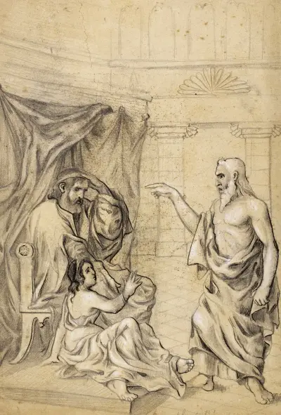 Der Prophet Nathan tadelt David für seine Sünde von Arthur-Joseph Gueniot
