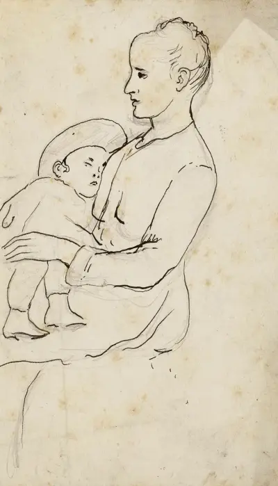 Madame Ravaud und ihr krankes Kind von Arthur-Joseph Gueniot