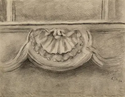 Motif à la coquille d’un décor de cheminée, Arthur-Joseph Gueniot