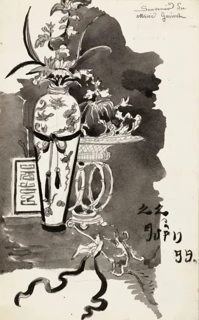 Orientaliska vaser med blommor av Arthur-Joseph Gueniot