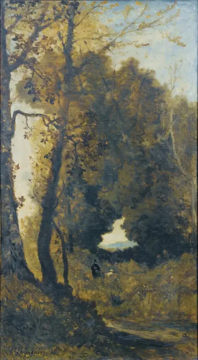 Jäger und sein Hund von Henri-Joseph Harpignies