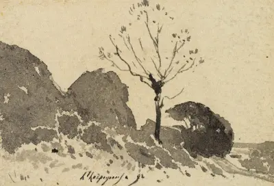 Studie av buskar av Henri-Joseph Harpignies