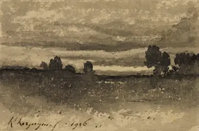 Studie av himmel av Henri-Joseph Harpignies