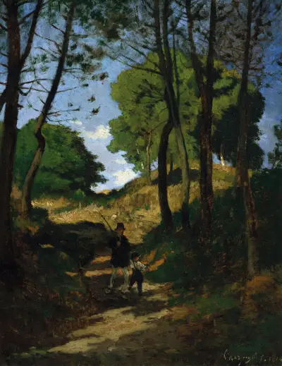 Grankottar i Les Trembleaux, nära Marlotte (Sapins aux Trembleaux à Marlotte) av Henri-Joseph Harpignies