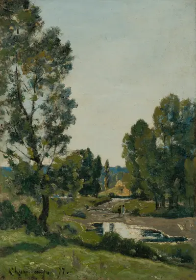 Vattenpölen i skogen av Henri-Joseph Harpignies
