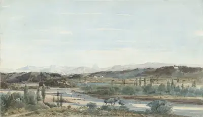 Landscape with a River Valley in the South of France av Henri-Joseph Harpignies