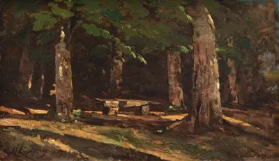 Le banc av Henri-Joseph Harpignies
