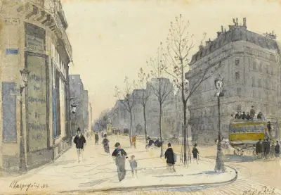 Le boulevard Saint-Germain à Paris av Henri-Joseph Harpignies