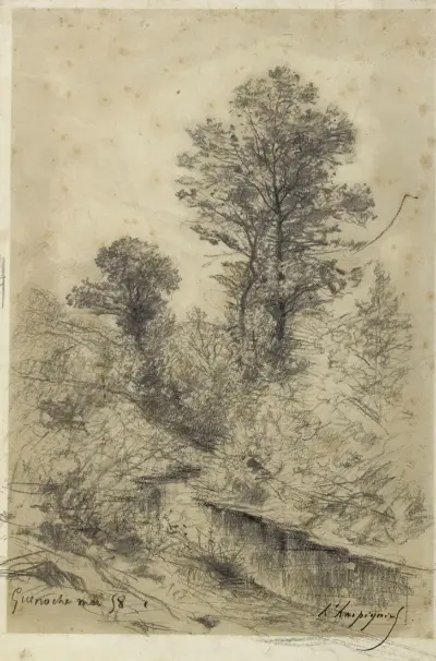 Paysage à Guénoche av Henri-Joseph Harpignies