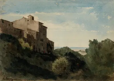 Paysage à l’Arricia (près de Rome) av Henri-Joseph Harpignies