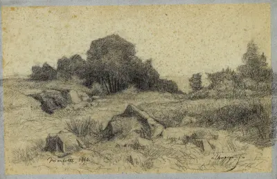 Landskap vid Marlotte (Fontainebleau) av Henri-Joseph Harpignies