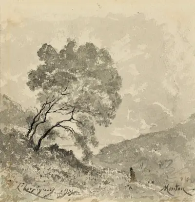 Landskap från Menton av Henri-Joseph Harpignies
