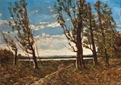 Landskap i vindkast av Henri-Joseph Harpignies