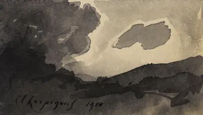Landskap i skymningen av Henri-Joseph Harpignies