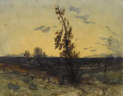 Landskap i skymningen av Henri-Joseph Harpignies