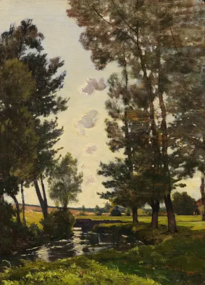 Landskap med bäck av Henri-Joseph Harpignies