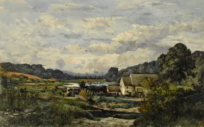 Landskap med damm och några dalar av Henri-Joseph Harpignies