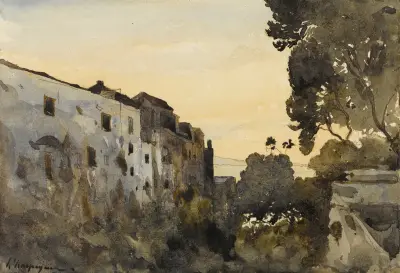Landskap vid Medelhavet av Henri-Joseph Harpignies