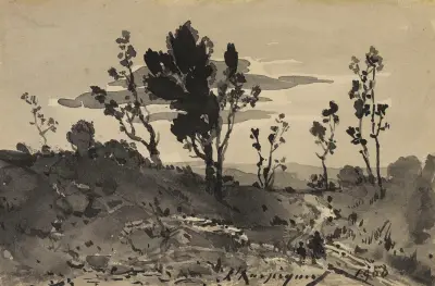 Litet landskap av Henri-Joseph Harpignies