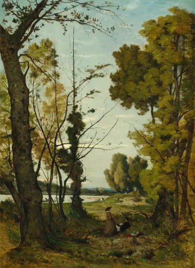 Läsning i skogen av Henri-Joseph Harpignies