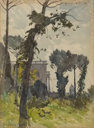 View of the Dome of Saint Peter’s,Rome av Henri-Joseph Harpignies
