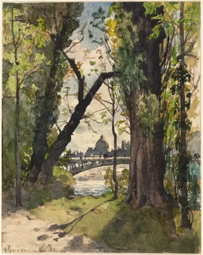 View of the Institut de France from the Foot of the Pont Royal av Henri-Joseph Harpignies
