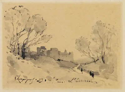 Vy över Escorial av Henri-Joseph Harpignies