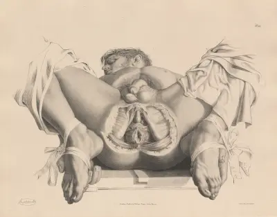 A deeper dissection of the Perineum. The Pudic artery and the artery of the Bulb are shown av Joseph Maclise