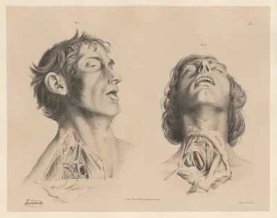 The commencement of the Right Subclavian artery, The end of the Right Subclavian artery av Joseph Maclise
