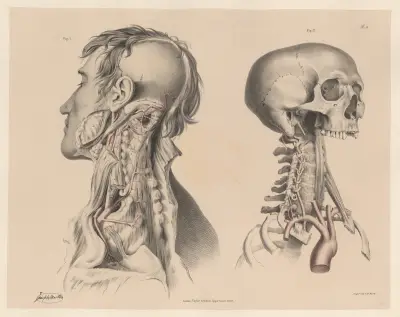 The superior Intercostal artery, and the Deep Cervical, The Vertebral artery of the right side av Joseph Maclise