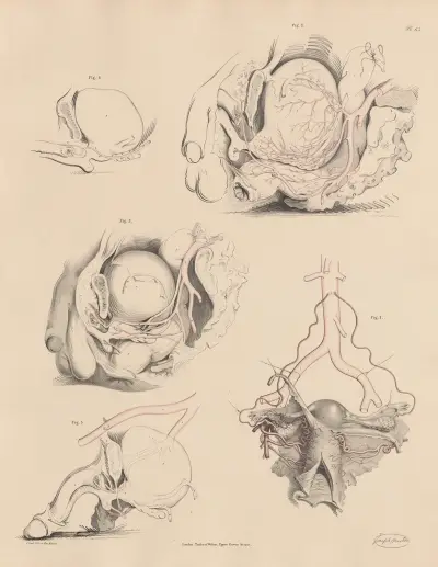 The Uterine and Ovarian branches, The Pudic artery, and the branches of the Pelvic Viscera of the male av Joseph Maclise