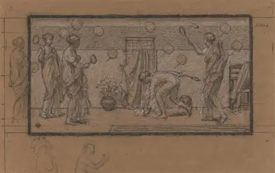 Studie k Battledore and Shuttlecock, Albert Joseph Moore